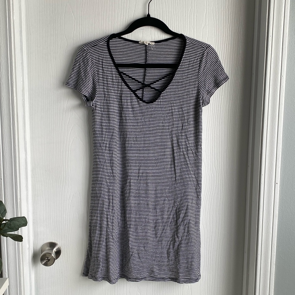 Black and White Striped T-shirt Dress